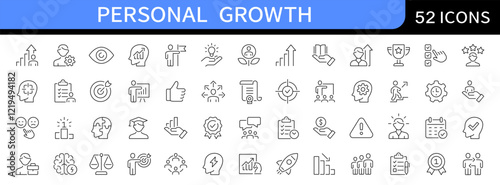 Personal growth thin line icons set. Development symbol. Editable stroke. Vector