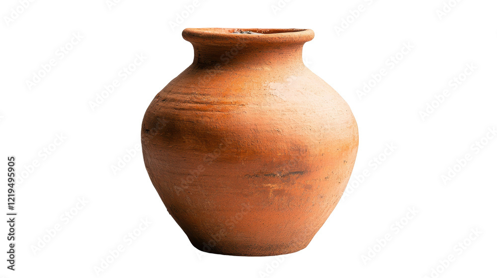 A rustic clay pot with a rounded shape, showcasing traditional craftsmanship. transparent background A rustic clay pot with a rounded shape, showcasing traditional craftsmanship. transparent background