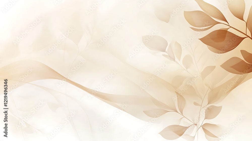 Obraz premium Abstract Beige Floral Design With Flowing Lines