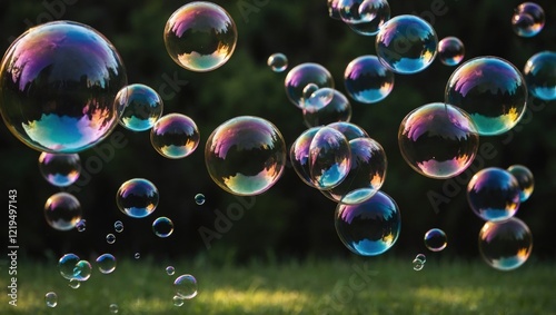soap bubbles floating in the air