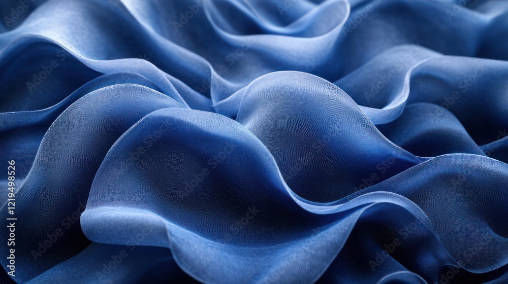 Fototapeta premium Blue cloth folds close-up.