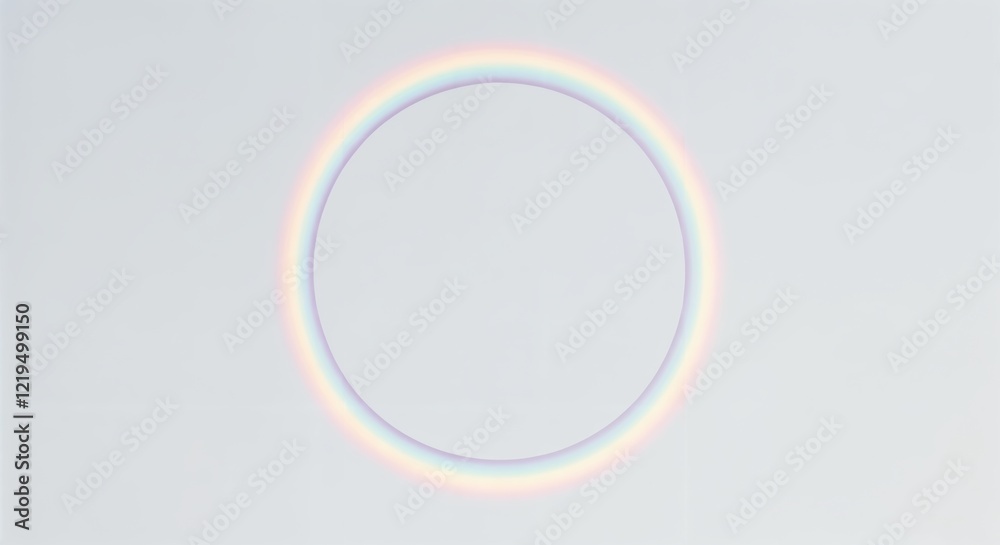 Minimalist rainbow halo circle on soft gray background Minimalist rainbow halo circle on soft gray background