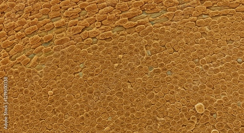 Close-up texture of dry human skin cells under microscope