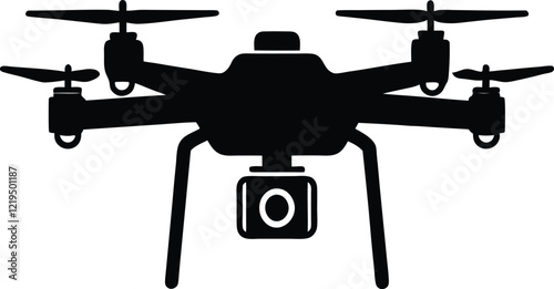 Drone with camera silhouette illustration