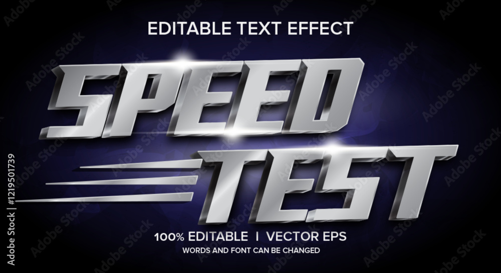 Obraz premium speed test 3d vector text effect with modern style design