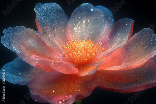 A translucent flower with delicate petals and vibrant colors