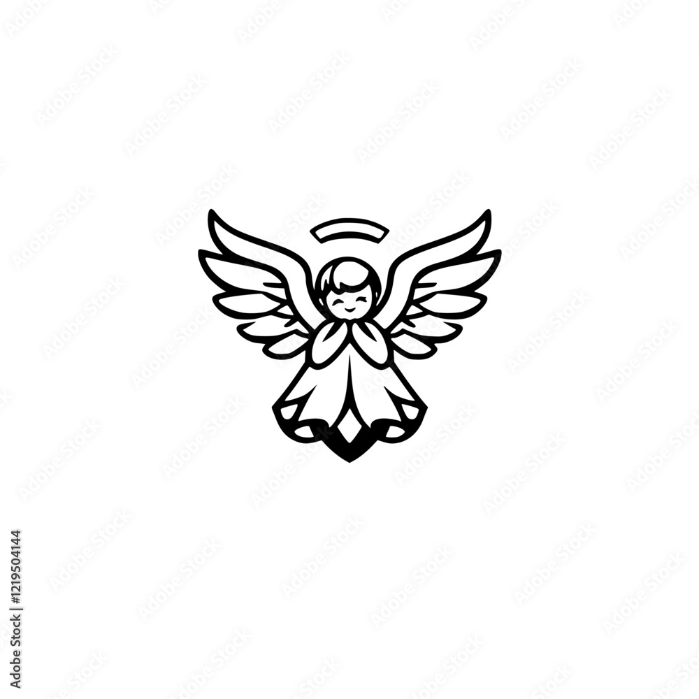 Obraz premium A Cherubic Angel: A Symbol of Faith, Hope, and Peace. This captivating image showcases a charming angel with delicate wings and a halo, embodying spiritual purity and divine grace.