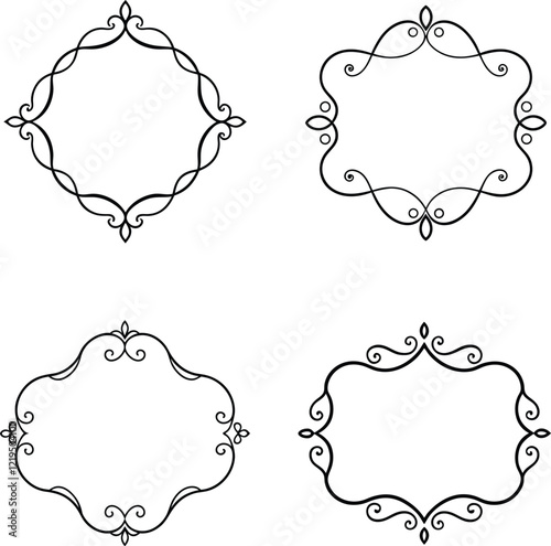  Hand drawn line borders ornamental decorative frame illustration