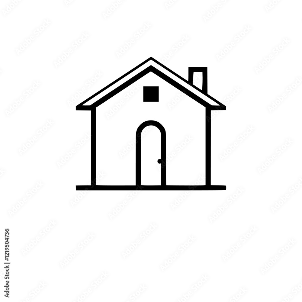 Simple House Line Art: Minimalist Home Icon, Real Estate Symbol, Black and White House Illustration Simple House Line Art: Minimalist Home Icon, Real Estate Symbol, Black and White House Illustration