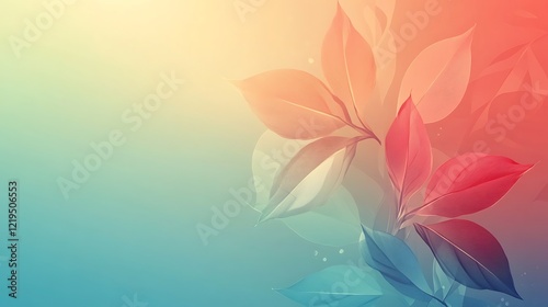 Abstract Pastel Leaves Artistic Botanical Illustration