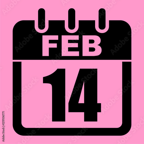 valentine calendar icon, valentine icon silhouette, vector illustration, isolated in pink background