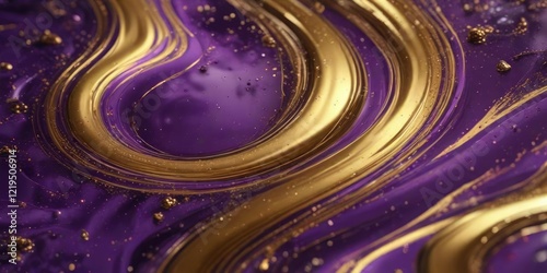 Glittering purple and gold swirly liquid pattern with cosmic texture, swirly, glittery, swirling photo