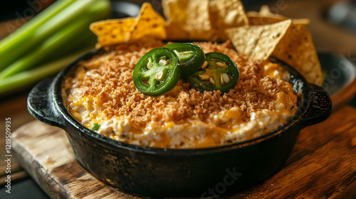 Creamy Jalapeno Popper Dip with Crispy Tortilla Chips