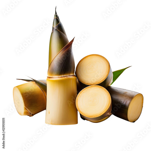 Wallpaper Mural Fresh Bamboo Shoots: A close-up shot of fresh, vibrant bamboo shoots with their distinctive brown sheaths and tender white interiors, capturing the essence of nature's bounty. Torontodigital.ca