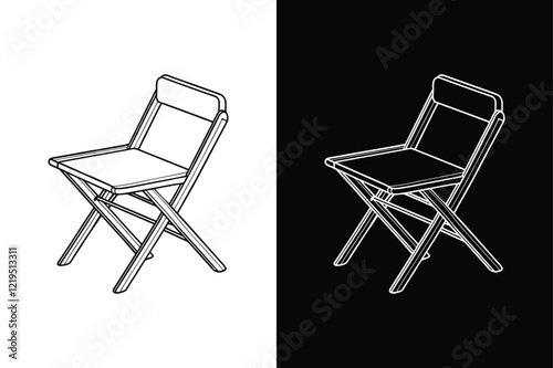 Folding chair icon vector on White Background ,Vector Art Illustration on white background.