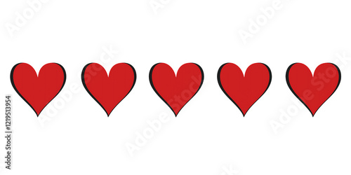 red hearts on white