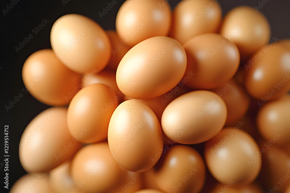 Pile of raw brown chicken eggs, top view Pile of raw brown chicken eggs, top view