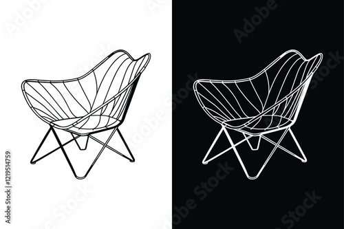 Hardoy butterfly chair icon vector on White Background ,Vector Art Illustration on white background.