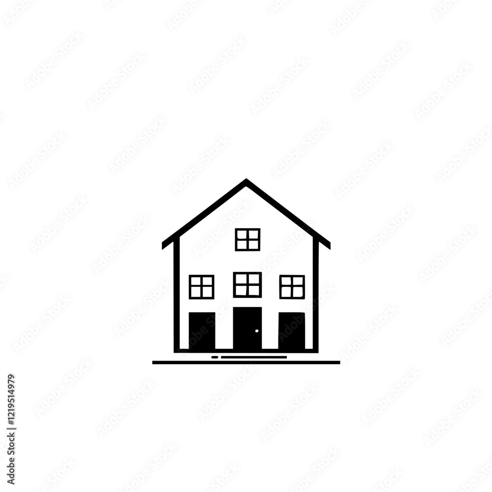 Modern House Design: Minimalist Home Architecture Illustration. A simple graphic representation of a residential building, perfect for real estate or architectural projects. Modern House Design: Minimalist Home Architecture Illustration. A simple graphic representation of a residential building, perfect for real estate or architectural projects.