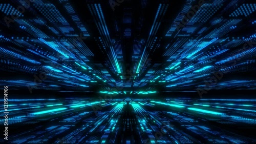 Technological cyberspace. Digital Futuristic abstract background. Blockchain concept. 4k digital element background. The lines and points of the cyber grid form information blocks, large data fields. 