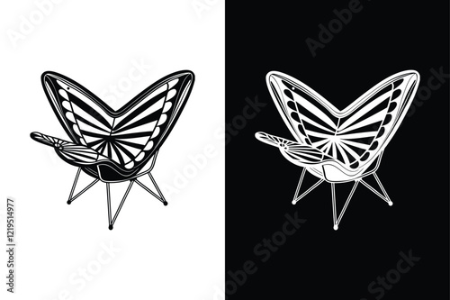 Hardoy butterfly chair icon vector on White Background ,Vector Art Illustration on white background.