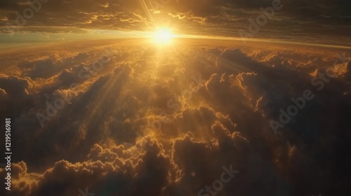 Golden Hour Above the Clouds: A Breathtaking Aerial View of Sunset photo