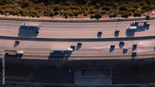 Aerial View of Highway Traffic in California, Captured  photo