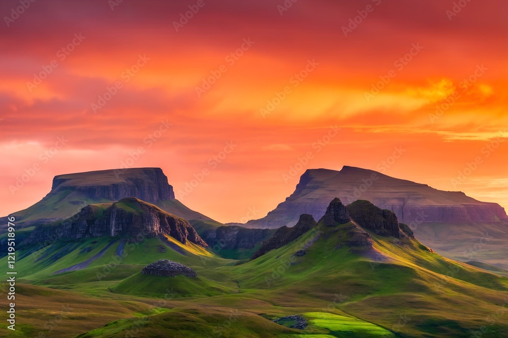 Obraz premium Majestic Mountain Sunset Landscape with Colorful Sky 