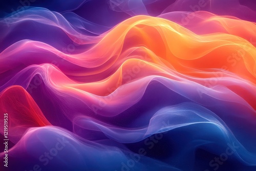 Wallpaper Mural Abstract background featuring colorful waves of smoke overlaid on black Torontodigital.ca