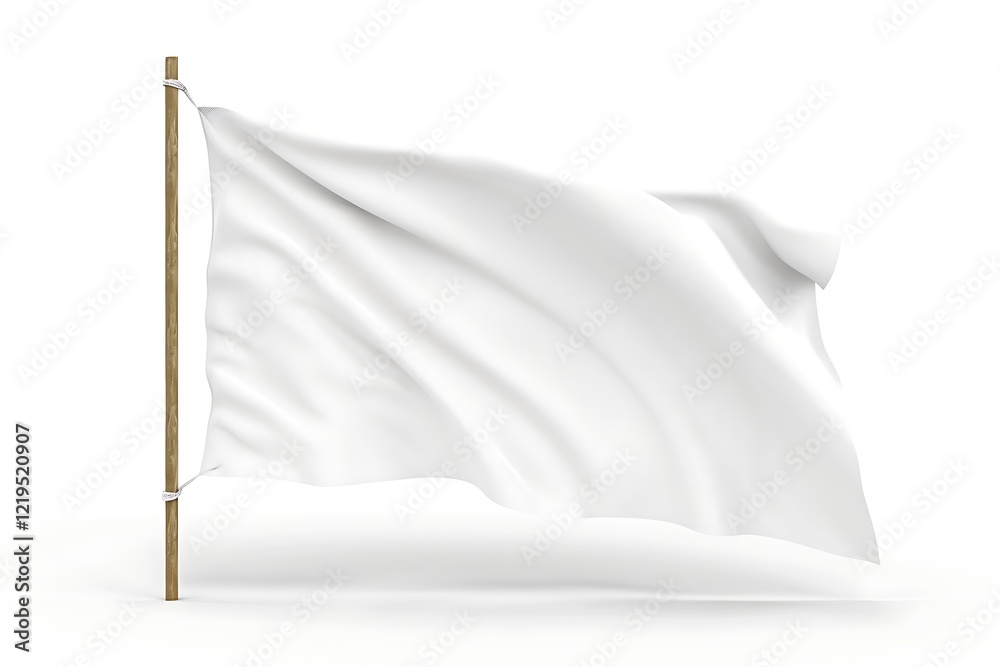 White flag waving in the wind isolated on white background. 3D Rendering White flag waving in the wind isolated on white background. 3D Rendering