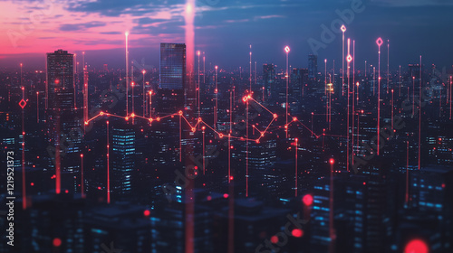 Wallpaper Mural Smart digital Innovation city with connection network reciprocity over the twilight cityscape. of future smart wireless digital city and social media networking systems that connects people with city
 Torontodigital.ca