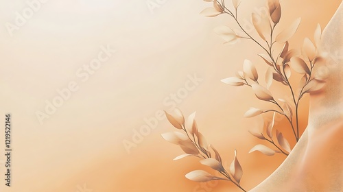 Wallpaper Mural Elegant Beige Branches and Fabric Drape Torontodigital.ca