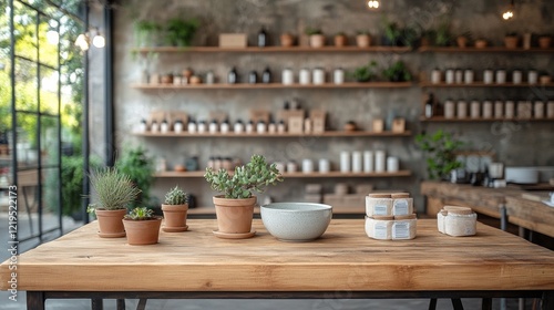 Wallpaper Mural Rustic kitchen shelves with herbs and pottery in natural light Torontodigital.ca