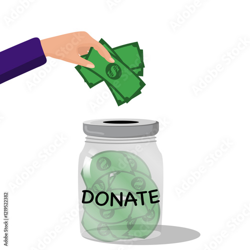 Hands with money for charity donation Fundraiser support aid