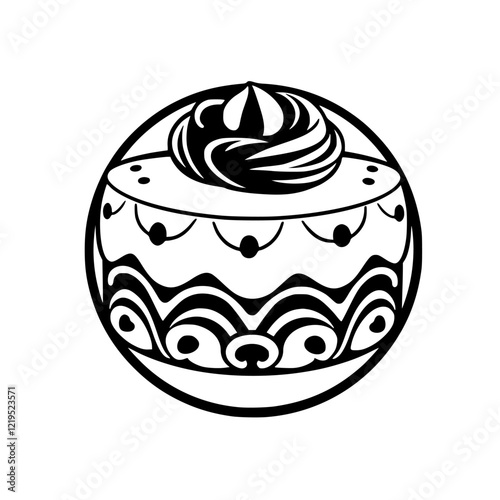 A delectable cake, a delightful dessert. Creamy swirls and rich icing, a sweet treat for any occasion. Indulge in this culinary masterpiece.