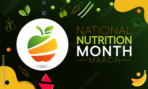 National Nutrition month is observed every year in March, to draw attention to the importance of making informed food choices and developing healthy eating habits. Vector illustration