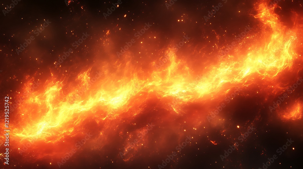 Naklejka premium Fiery Nebula Cosmic Inferno Burning Brightly