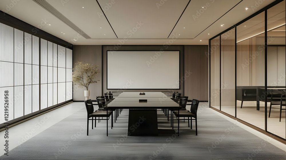 Fototapeta premium Modern Minimalist Office Meeting Room Interior Design