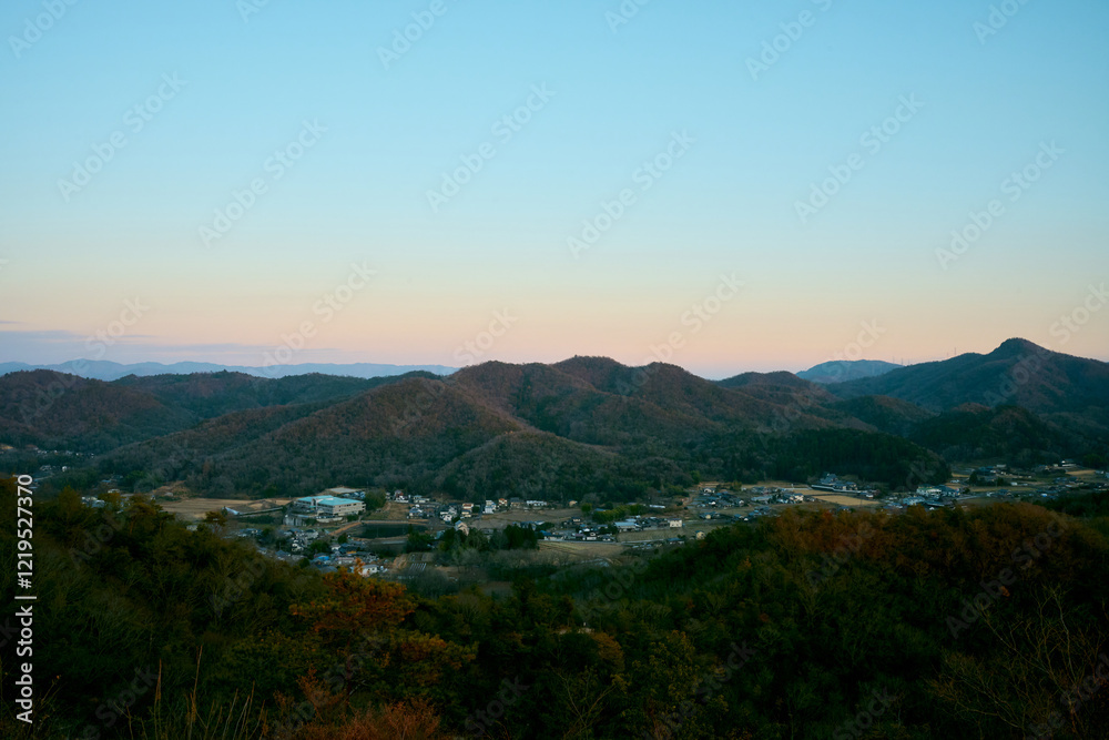 西谷の森公園の展望台からの景色, Sunset view of the countryside from a low mountain 西谷の森公園の展望台からの景色, Sunset view of the countryside from a low mountain