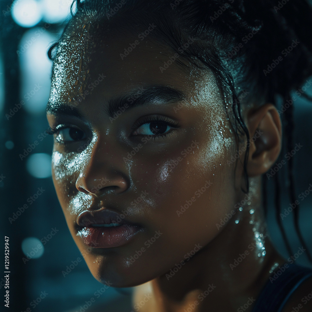 Face sweaty from intensive workout at the gym Face sweaty from intensive workout at the gym
