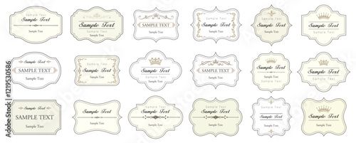 Decorative vintage frame and retro badge. Ornamental label frames. Old ornate labels, royal wedding insignia, sale sticker or invitation card. Isolated vector symbols set.eps
