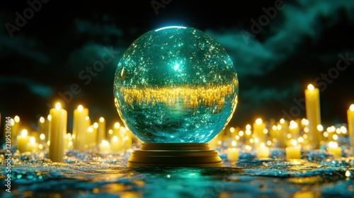 Crystal Ball, Mystical Fortune Telling, Candlelight photo