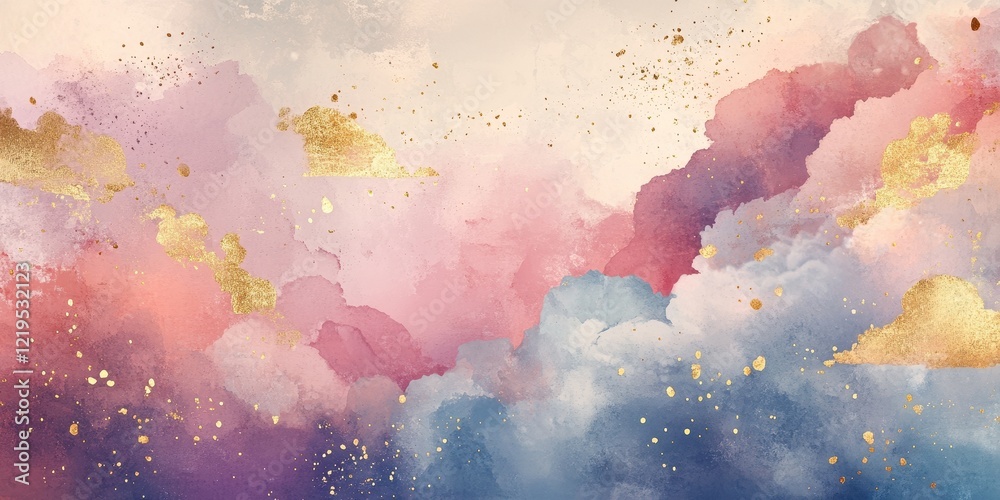 Abstract Watercolor Painting with Gold Accents Abstract Watercolor Painting with Gold Accents