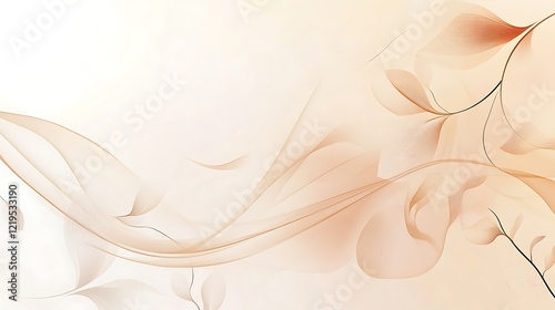 Abstract Beige Floral Wave Design