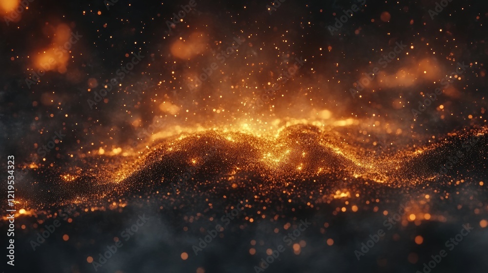 Glowing Ember Dust, Abstract Background Glowing Ember Dust, Abstract Background