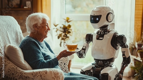 Robot Serving Tea to Elderly Woman