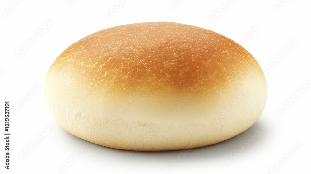 Single Round Bread Roll, Isolated on White Background Single Round Bread Roll, Isolated on White Background