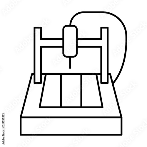 CNC Router Icon. Automated Cutting and Engraving Machine Illustration for Precision Crafting.