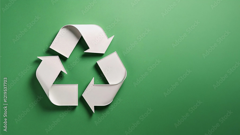 Recycling Sign Symbol for Climate Action and Sustainable Waste Management green background, white symbol, Recycling Sign Symbol for Climate Action and Sustainable Waste Management green background, white symbol,