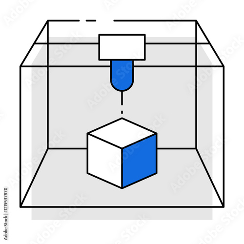 3D Printing Icon. Additive Manufacturing and Rapid Prototyping Illustration for Digital Fabrication.